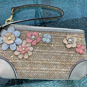 Coach Straw Flower Wristlet